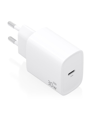 AISENS Cargador GaN 30W, 1xUSB-C PD3.0, Blanco