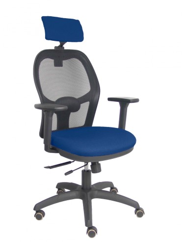 Piqueras y Crespo Silla Jorquera traslack malla negra asiento bali marino brazos 3D cabecero regulable