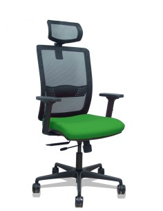 Piqueras y Crespo Silla Haches traslack malla negra asiento bali verde brazos 2D ruedas 65mm cabecero regulable
