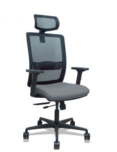 Piqueras y Crespo Silla Haches traslack malla negra asiento bali gris brazos 2D ruedas 65mm cabecero regulable