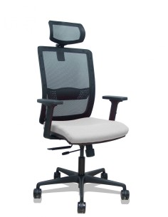 Piqueras y Crespo Silla Haches traslack malla negra asiento bali gris claro brazos 2D ruedas 65mm cabecero regulable