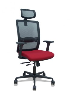 Piqueras y Crespo Silla Haches traslack malla negra asiento bali granate brazos 2D ruedas 65mm cabecero regulable