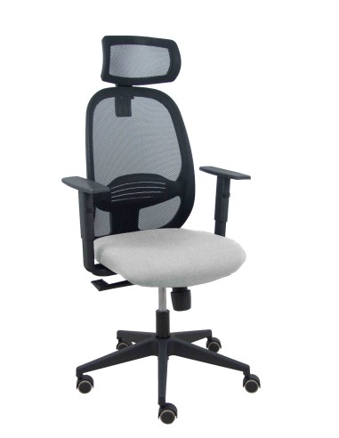 Piqueras y Crespo Silla Cilanco negra malla negra asiento bali gris claro brazo regulable cabecero regulable