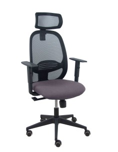 Piqueras y Crespo Silla Cilanco negra malla negra asiento bali gris oscuro brazo regulable cabecero regulable