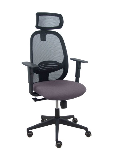 Piqueras y Crespo Silla Cilanco negra malla negra asiento bali gris oscuro brazo regulable cabecero regulable