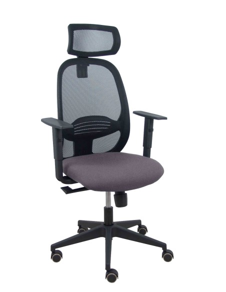 Piqueras y Crespo Silla Cilanco negra malla negra asiento bali gris oscuro brazo regulable cabecero regulable
