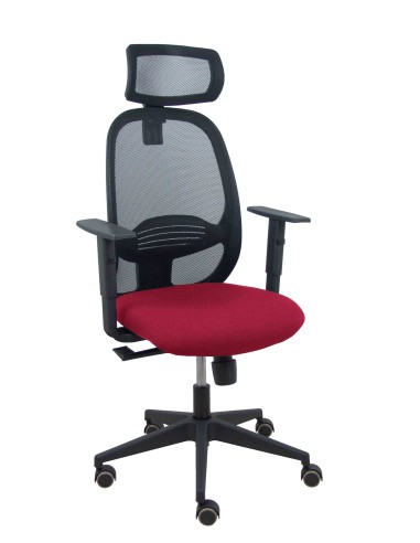 Piqueras y Crespo Silla Cilanco negra malla negra asiento bali granate brazo regulable cabecero regulable