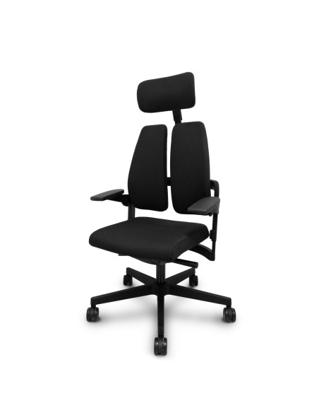 Piqueras y Crespo Silla Xilium Duo traslack tejido era negro brazos 3D y cabecero