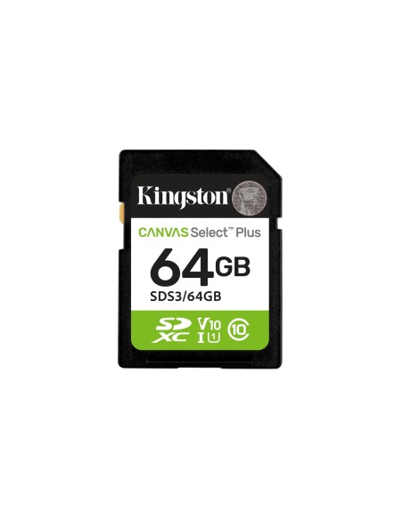 Kingston Technology 64 GB SDXC Canvas Select Plus Gen3 100 MB/s C10 UHS-I U1 V10
