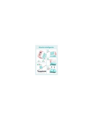 Ugreen Uno RG 65W 3-Port GaN Fast Charger pink blue Ordenador portátil, Teléfono móvil, Portátil, Tableta, Teléfono Azul Corrien
