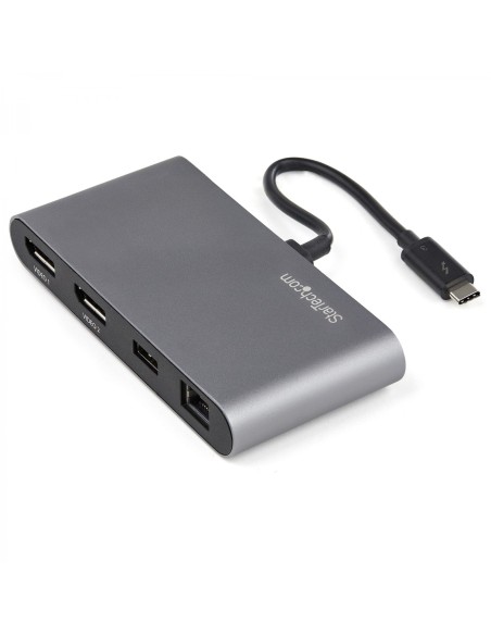 StarTech.com Mini Docking Station Thunderbolt 3 Mini Replicador de Puertos TB3 para Dos Monitores DisplayPort de 4K a 60Hz gris 