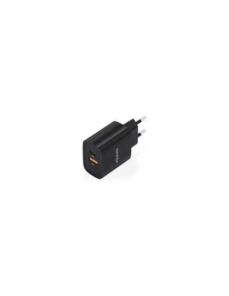 AISENS Cargador GaN 30W, 1xUSB-C PD3.0 QC4.0, 1xUSB-A QC3.0, Negro