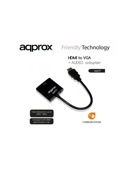 ADAPTADOR HDMI A VGA Y AUDIO APPROX APPC17