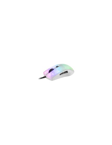 Mars Gaming MMRW Blanco, Ratón Gaming RGB Chroma Estructura Translúcida Ultra-ligera 58g 12800 DPI Switches Mecánicos HUANO