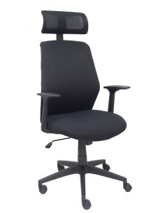 Piqueras y Crespo Silla Parolis respaldo malla negro con cabecero y asiento aran negro