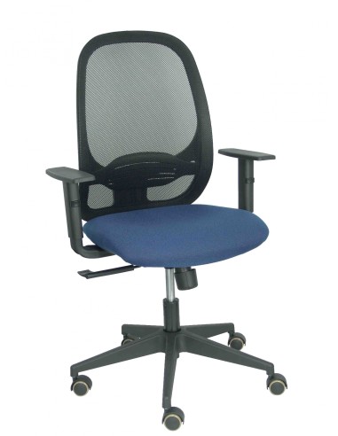 Piqueras y Crespo Silla Cilanco negra malla negra asiento bali azul marino brazo regulable