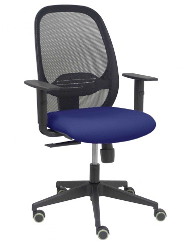 Piqueras y Crespo Silla Cilanco negra malla negra asiento bali azul marino brazo regulable