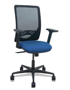 Piqueras y Crespo Silla Zulema sincro malla negra asiento bali azul marino brazos 2D ruedas 65mm