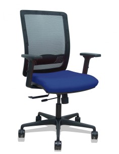 Piqueras y Crespo Silla Haches traslack malla negra asiento bali azul marino brazos 2D ruedas 65mm