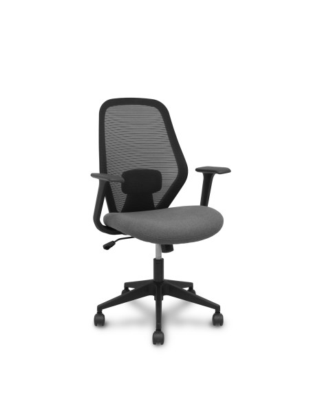 Piqueras y Crespo Silla Ergo529 respaldo malla negro asiento tela gris base piramidal ruedas nailon