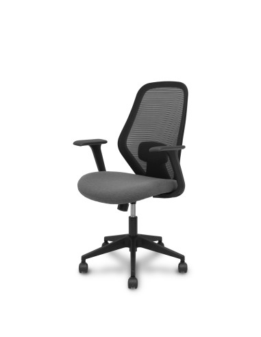 Piqueras y Crespo Silla Ergo529 respaldo malla negro asiento tela gris base piramidal ruedas nailon