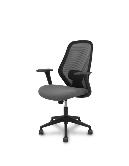 Piqueras y Crespo Silla Ergo529 respaldo malla negro asiento tela gris base piramidal ruedas nailon