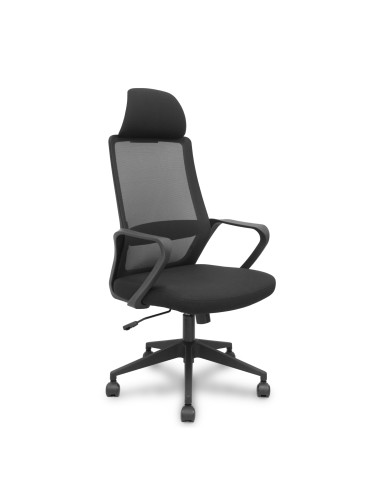 Piqueras y Crespo Silla Pro534 negra respaldo malla negro asiento tela negro base piramidal negra ruedas nailon