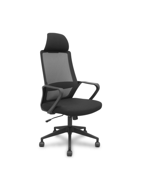Piqueras y Crespo Silla Pro534 negra respaldo malla negro asiento tela negro base piramidal negra ruedas nailon
