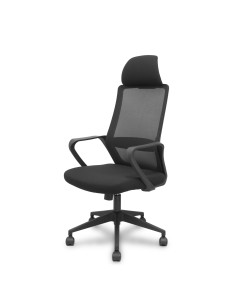 Piqueras y Crespo Silla Pro534 negra respaldo malla negro asiento tela negro base piramidal negra ruedas nailon 2