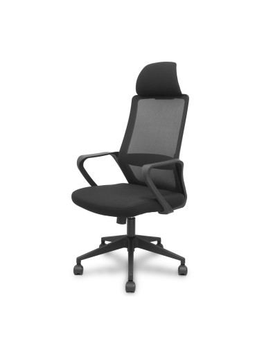 Piqueras y Crespo Silla Pro534 negra respaldo malla negro asiento tela negro base piramidal negra ruedas nailon