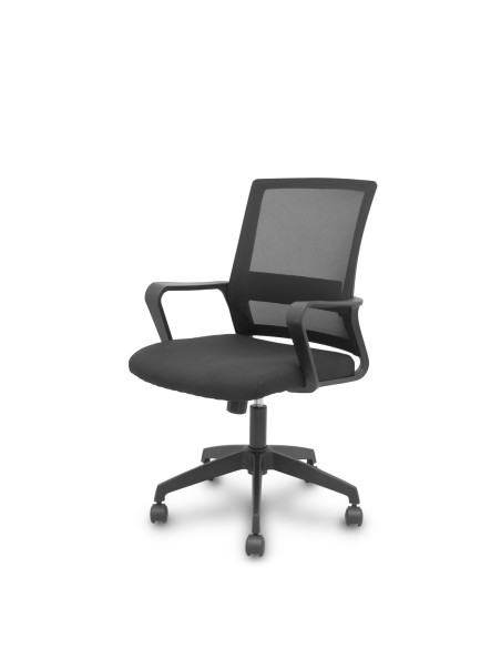 Piqueras y Crespo Silla Ergo535 negra basculante respaldo malla negro asiento tela negro ruedas nailon
