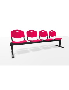 Piqueras y Crespo Bancada Iso plastic 4 plazas PVC color rojo