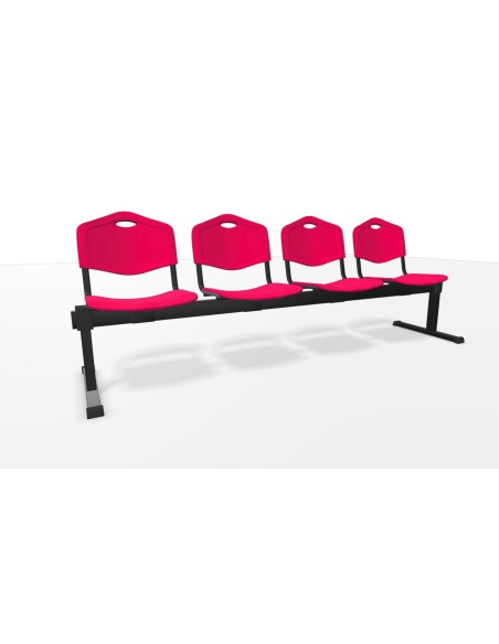 Piqueras y Crespo Bancada Iso plastic 4 plazas PVC color rojo
