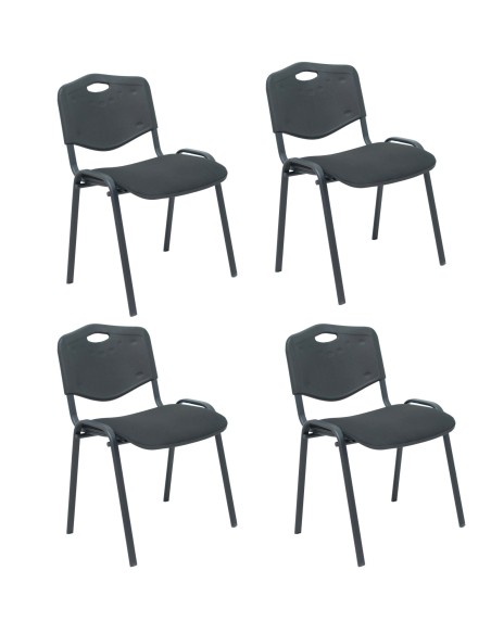 Piqueras y Crespo Pack 4 sillas Iso Mix respaldo negro asiento aran negro