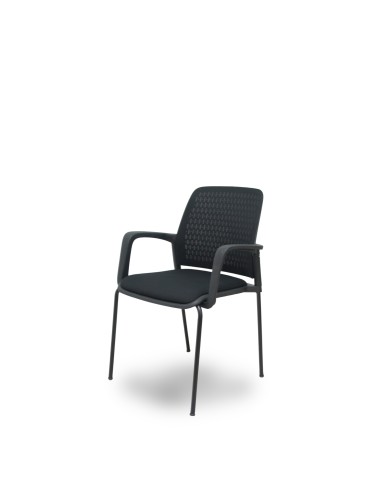 Piqueras y Crespo Pack 4 sillas Opti519 respaldo malla negra asiento tela negra