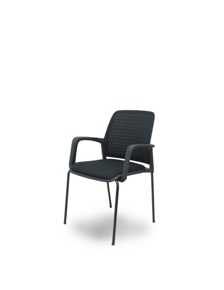 Piqueras y Crespo Pack 4 sillas Opti519 respaldo malla negra asiento tela negra