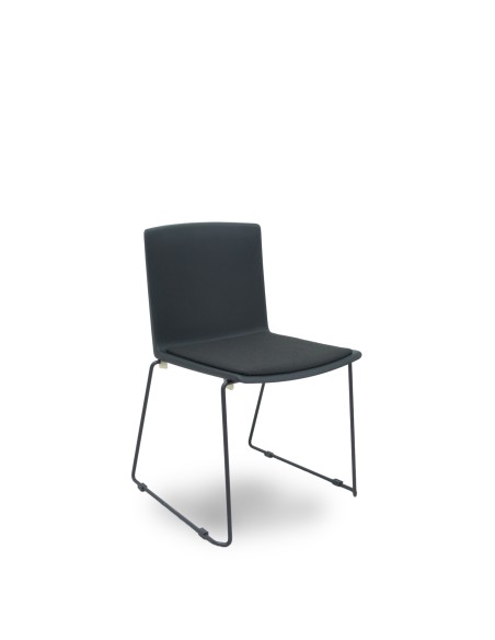 Piqueras y Crespo Pack 5 sillas Opti523 PVC negro asiento tela color negro