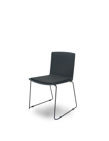 Piqueras y Crespo Pack 5 sillas Opti523 PVC negro asiento tela color negro