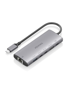 AISENS USB-C Dock 6 en 1, USB-C a 1xHDMI, 1xRJ45, 1xUSB-A 10G, 2xUSB-C 10G, 1xUSB-C PD, Gris, 20cm