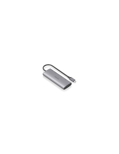 AISENS USB-C Dock 7 en 1, USB-C a 1xHDMI, 1xUSB-A 10G, 2xUSB-C 10G, 1xSD, 1xMicroSD, 1xUSB-C PD 100W, Gris, 20cm