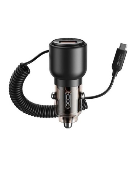 CARGADOR DE COCHE 2 USB 65W+45W CON CABLE TIPO C TIPO CORDÓN