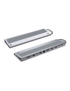 Ewent EW1150 base para portátil y replicador de puertos Alámbrico USB 3.2 Gen 1 (3.1 Gen 1) Type-C Aluminio