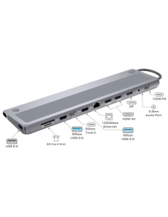 Ewent EW1150 base para portátil y replicador de puertos Alámbrico USB 3.2 Gen 1 (3.1 Gen 1) Type-C Aluminio 2