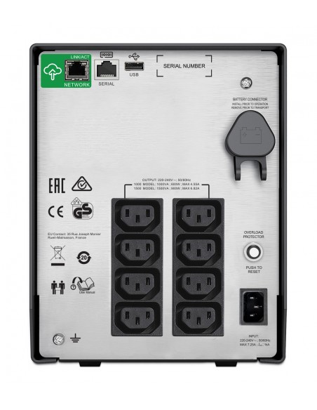 Sais linea interactiva apc sistema de alimentacion interrumpida UPS 1500va 900w 8 salidas AC negro SMC1500IC