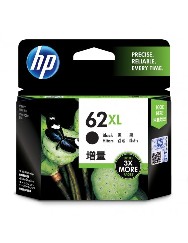 HP Cartucho de tinta original 62XL de alta capacidad negro