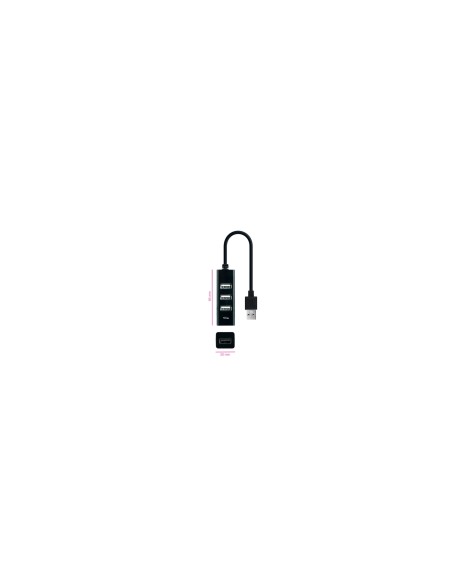 Nanocable Hub USB 2.0 con 4 Puertos de USB 2.0, USB-A/M-USB 2.0/H, Negro, 15 cm