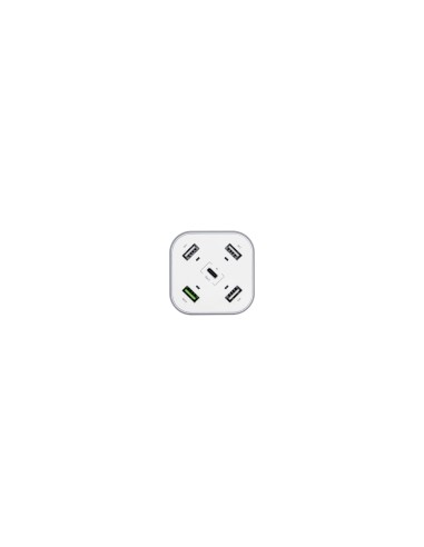 AISENS Cargador 48W 5 Puertos 3x USB-A 1x USB-C 1x USB QC3.0, Blanco