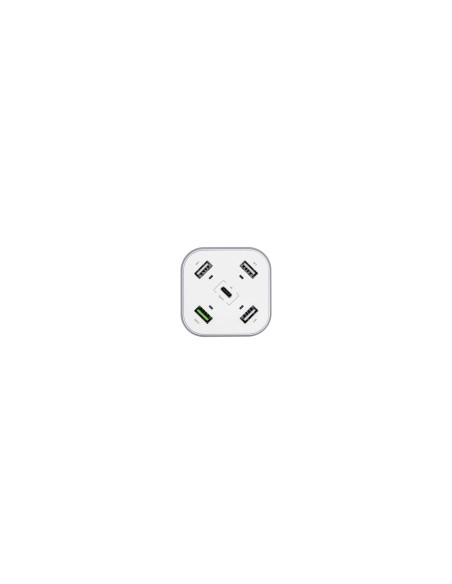 AISENS Cargador 48W 5 Puertos 3x USB-A 1x USB-C 1x USB QC3.0, Blanco