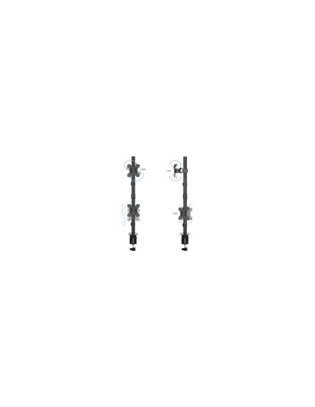 TooQ Soporte de Mesa, Giratorio e Inclinable, Vertical, para 2 Pantallas 13?-32?, Negro