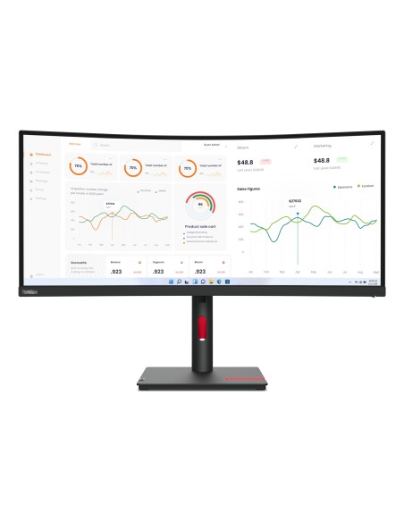 Lenovo ThinkVision T34w-30 LED display 86,4 cm (34") 3440 x 1440 Pixeles Wide Quad HD Negro